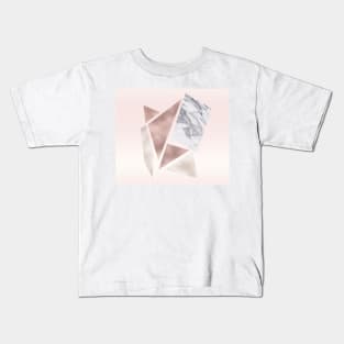 Abstract rough cut stones - rose gold grey skies Kids T-Shirt